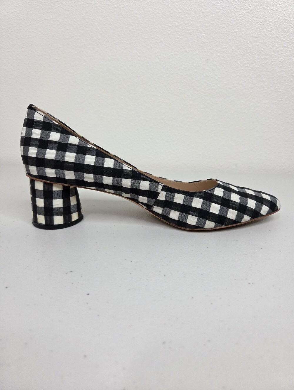 Loeffler Randall Ina Black & White Gingham Checkered Block Heel Almond Toe Pumps - Picture 11 of 16
